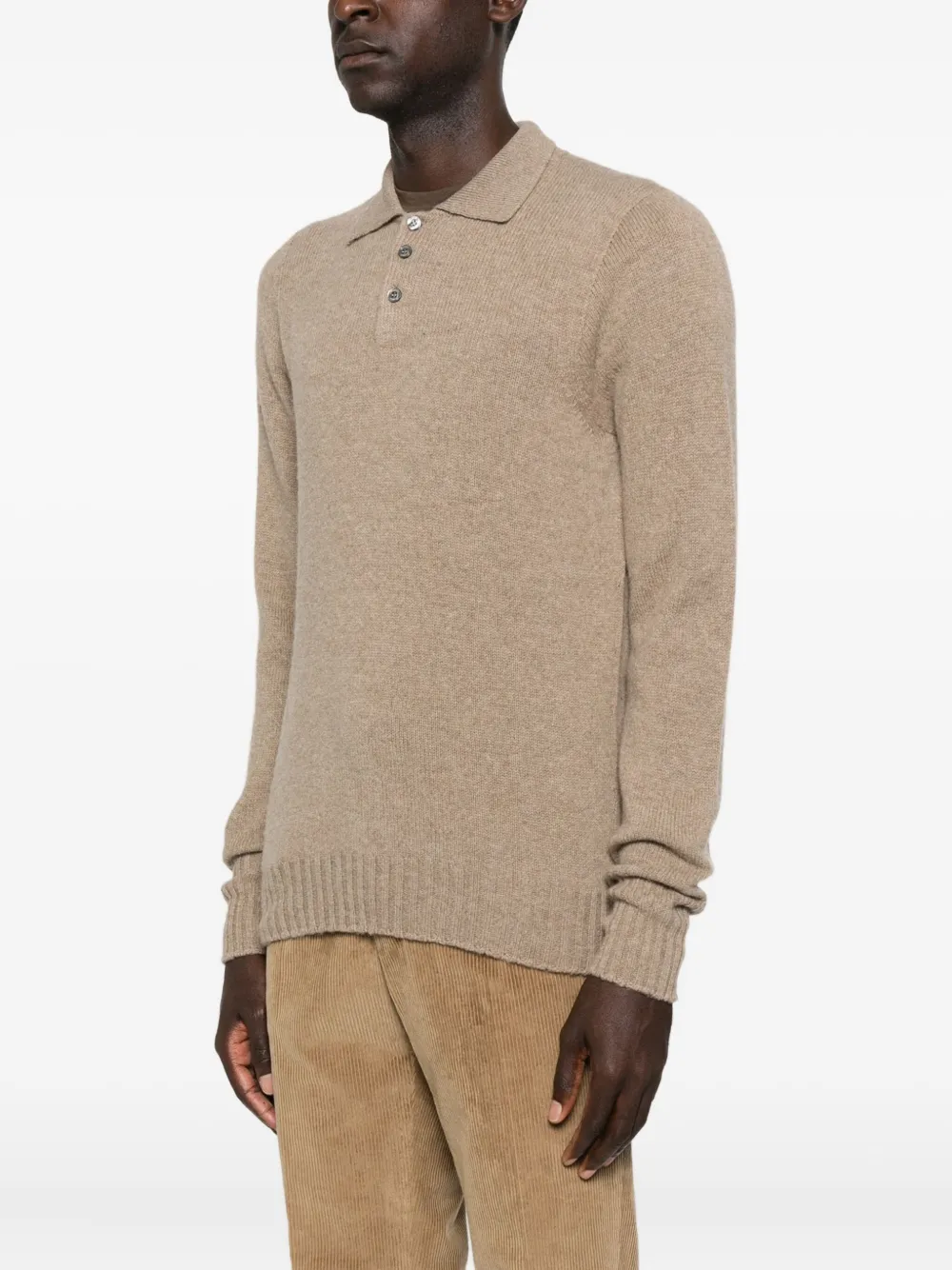 Drumohr Trui met knopen en polokraag Beige