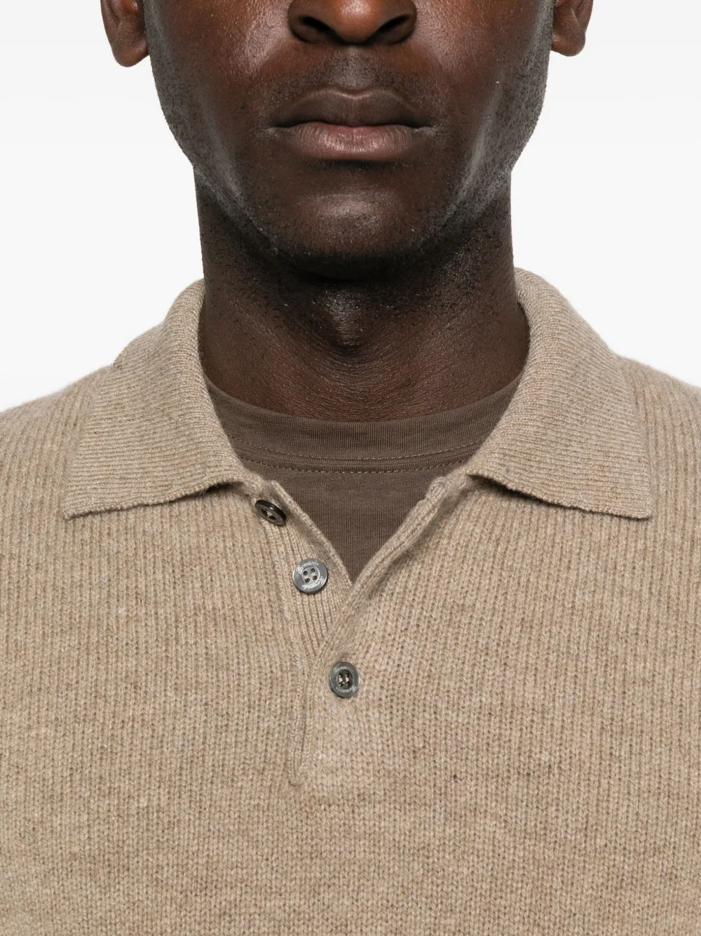 Drumohr Trui met knopen en polokraag Beige