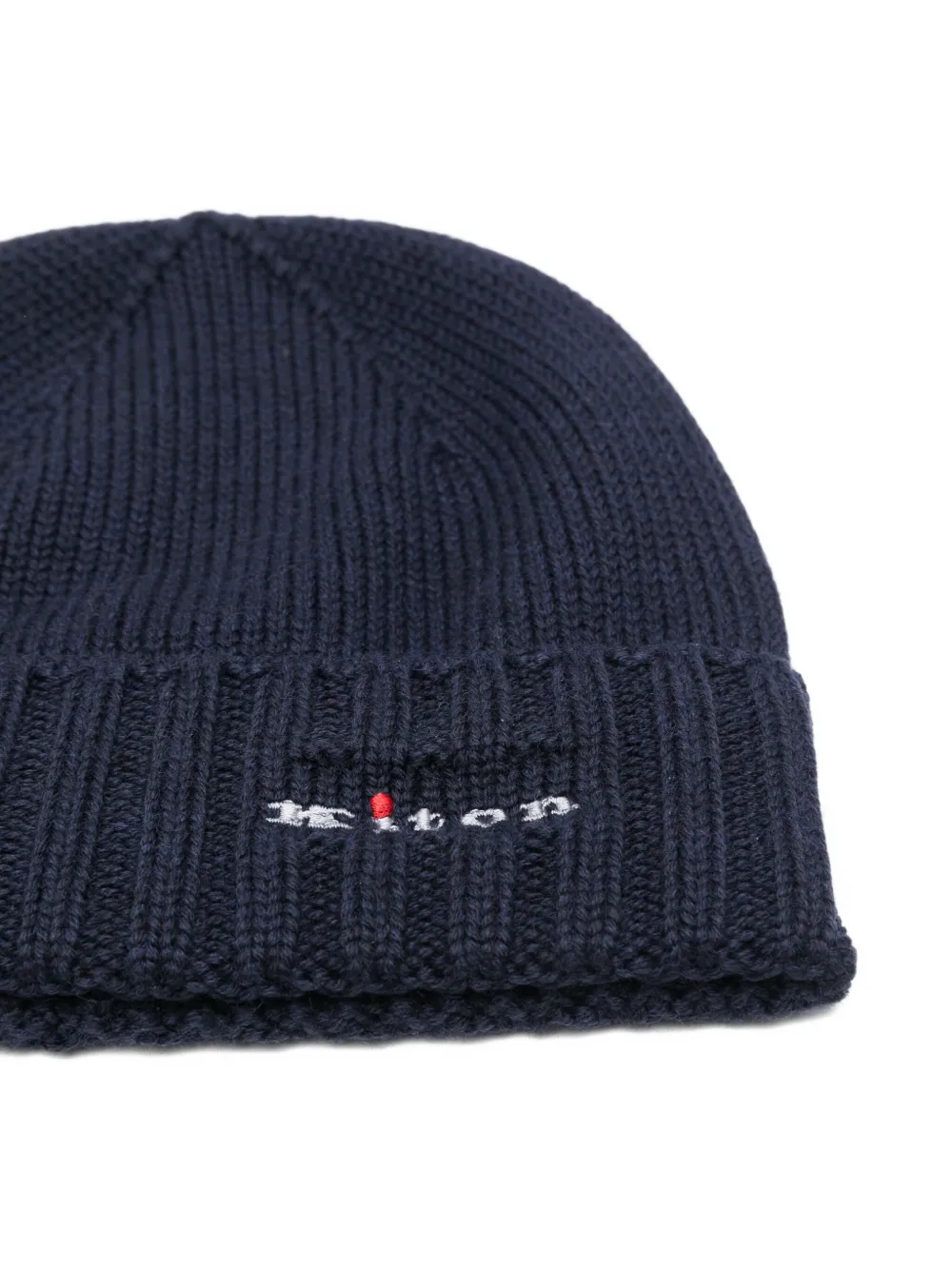 Kiton ribbed wool beanie Blauw