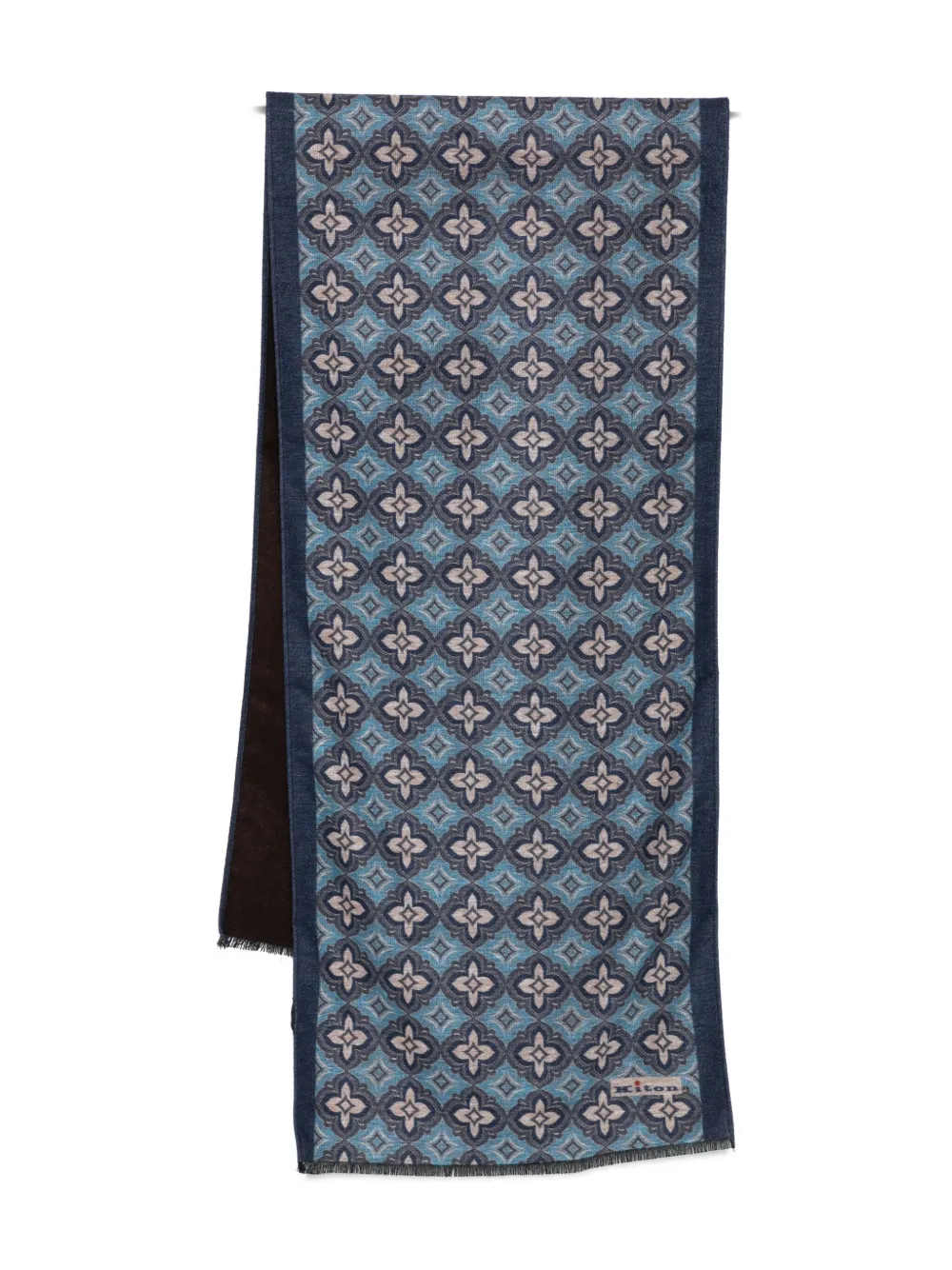 Kiton floral-pattern scarf Bruin