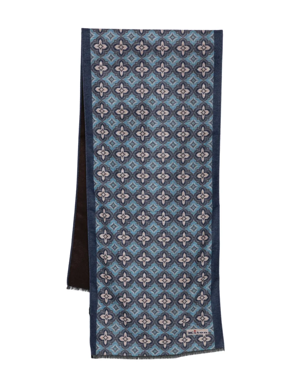 Kiton floral-pattern scarf Bruin