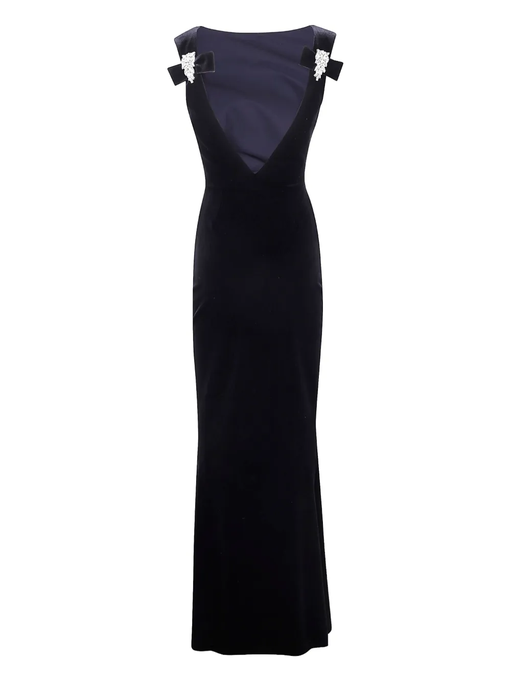 CHIARA BONI La Petite Robe jewel-embellished velvet gown - Zwart