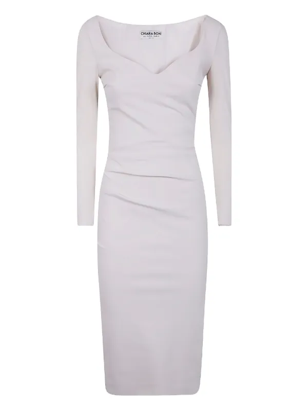 CHIARA BONI La Petite Robe long-sleeve Midi Dress White