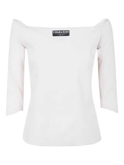 CHIARA BONI La Petite Robe off-shoulder three-quarter sleeve top