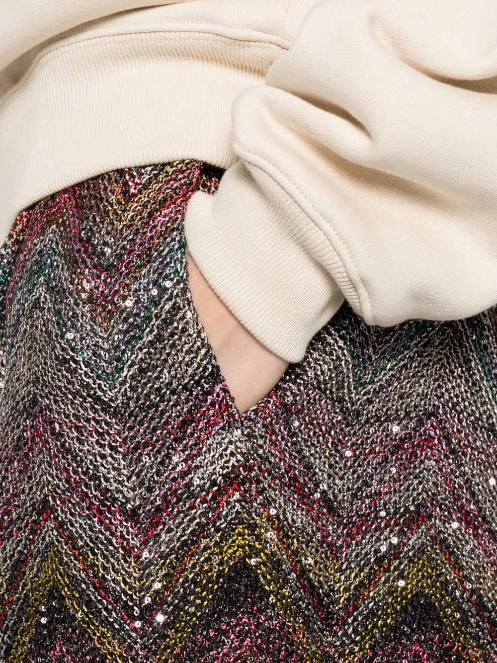 Missoni sequined chevron straight trousers Roze