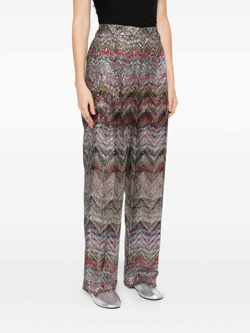Missoni sequined chevron straight trousers Roze