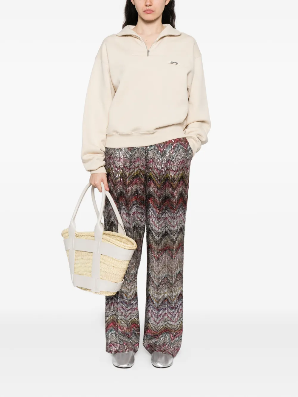 Missoni sequined chevron straight trousers Roze
