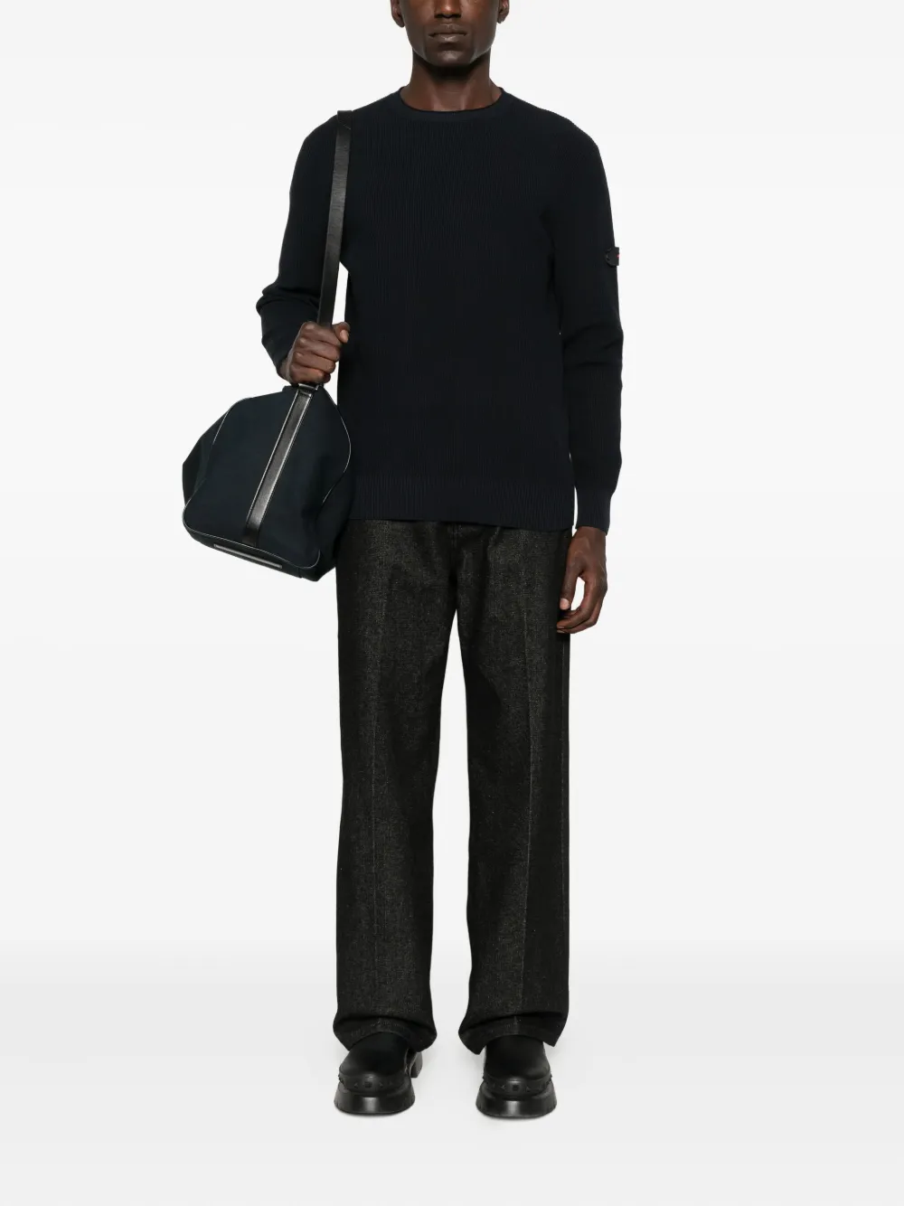 Peuterey ribbed panelled sweater - Blauw