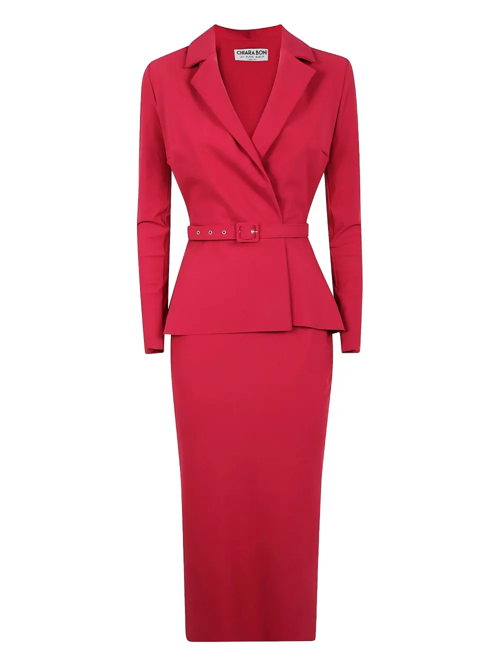 CHIARA BONI La Petite Robe belted peplum-hem midi dress | Red | Image 1
