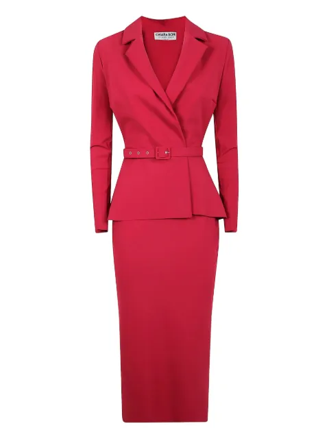 CHIARA BONI La Petite Robe belted peplum-hem midi dress