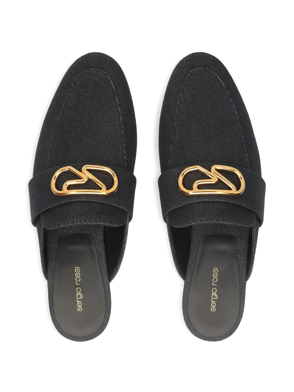 Sergio Rossi Logo-plaque Mules In Blue