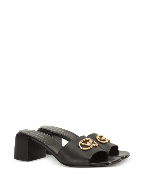 Sergio Rossi 55mm logo-plaque Sandals | Black | FARFETCH
