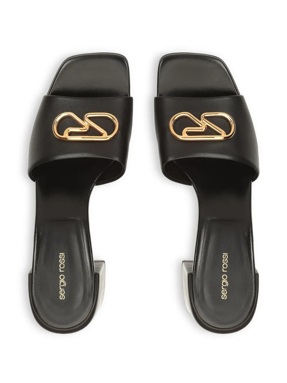 Sergio Rossi 55mm logo-plaque Sandals | Black | FARFETCH