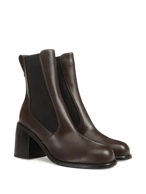 Sergio Rossi 80mm Avenue Chelsea Leather Boots | Brown  display picture 2