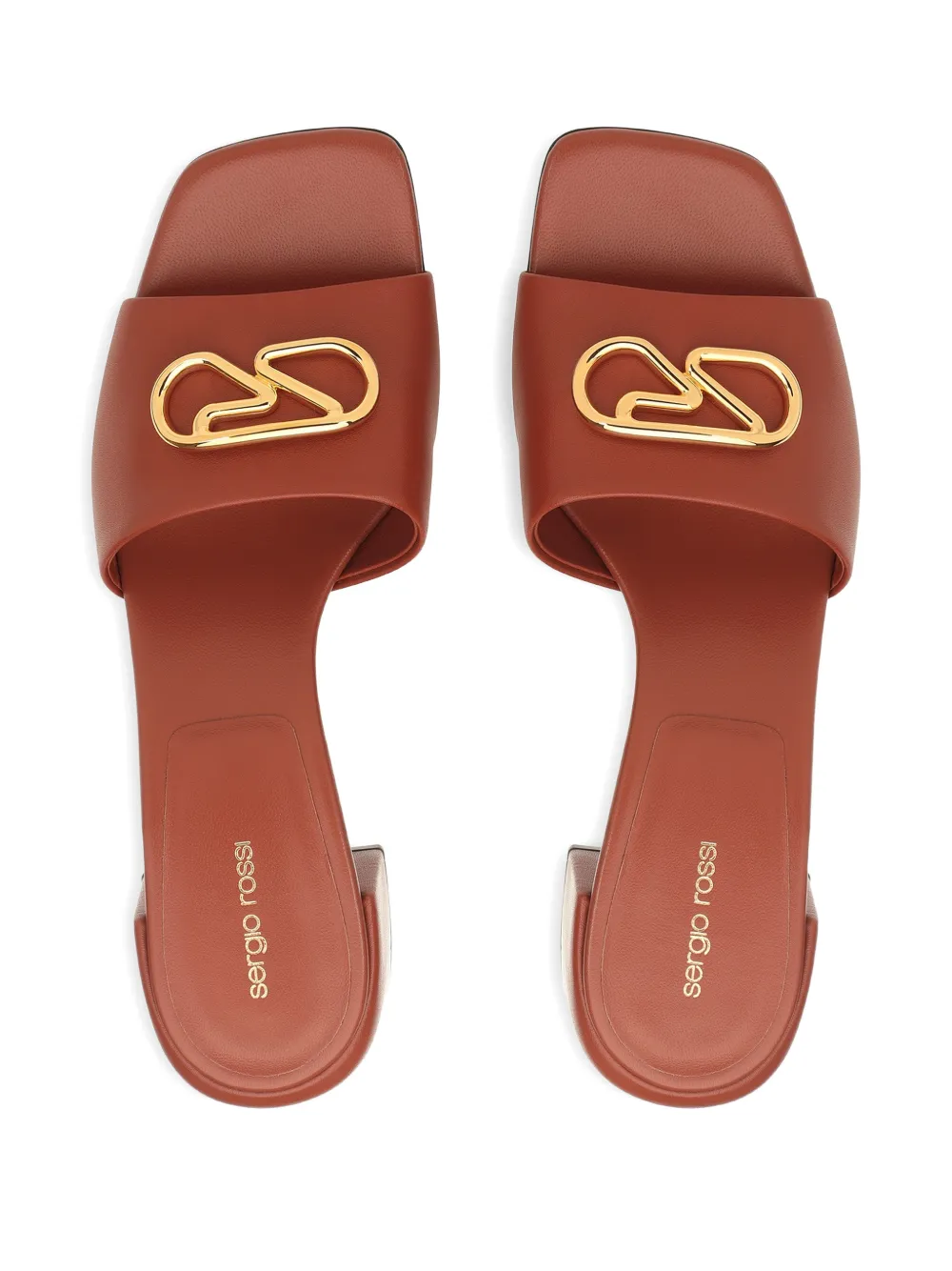 Sergio Rossi 55mm Surge Leather Mules In Brown