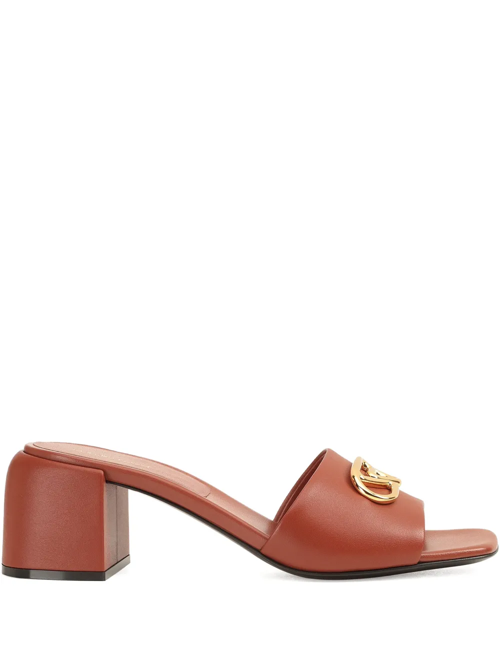 Sergio Rossi 55mm Surge Leather Mules In Brown