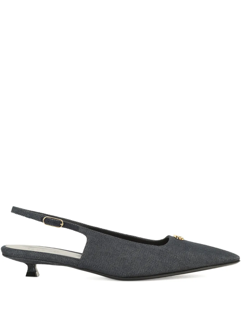 Sergio Rossi ロゴプレート パンプス 25mm - ブルー Sergio Rossi ロゴプレート パンプス 25mm - ブルー