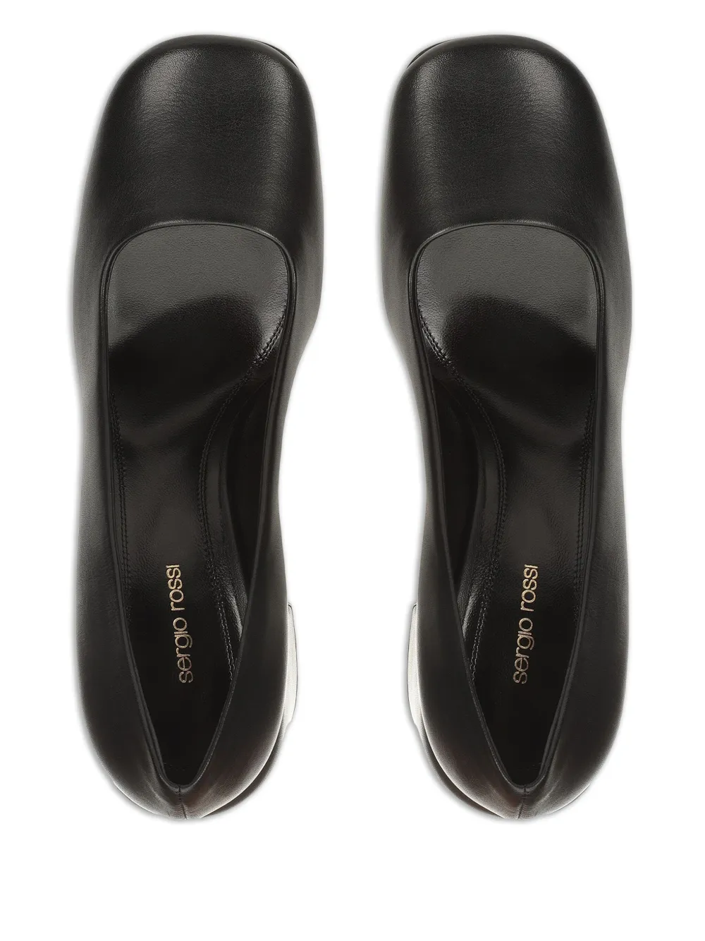 Sergio Rossi 80 mm pumps met vierkante neus en blokhak Zwart