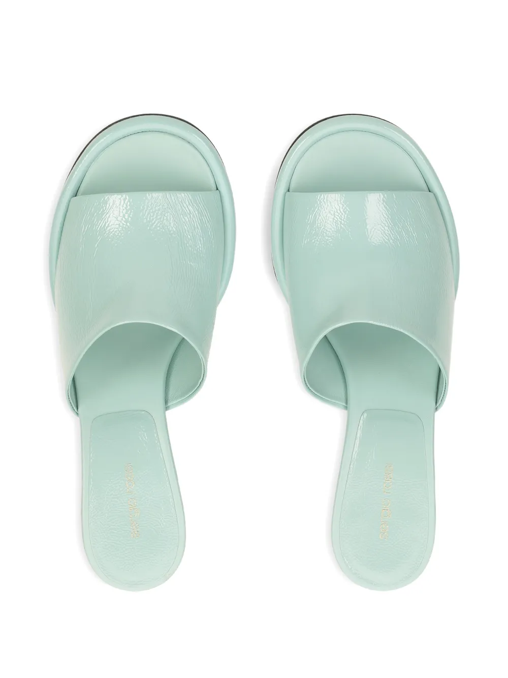 Sergio Rossi 60mm Orb Leather Mules In Blue