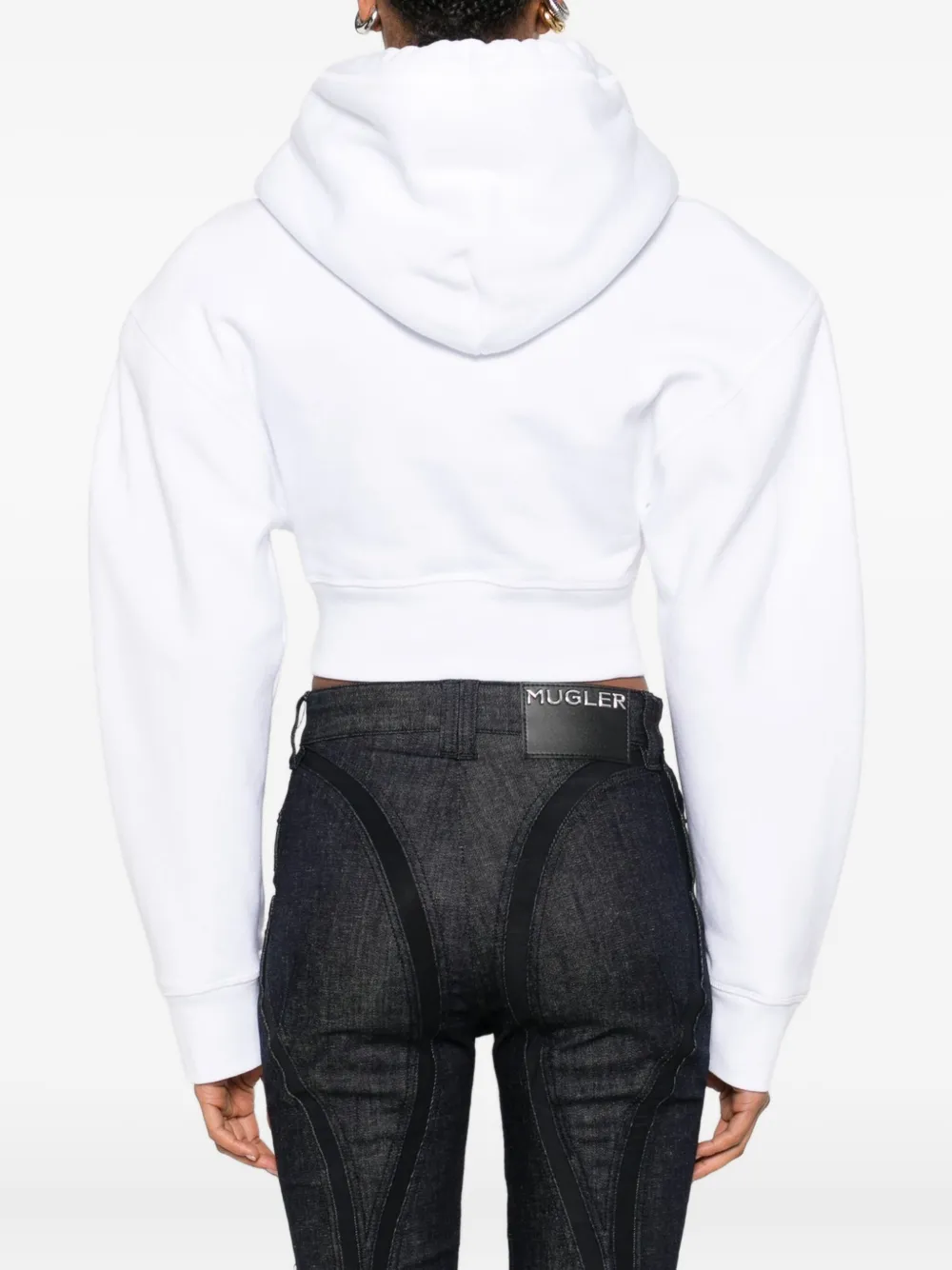 Dsquared2 Vaquera Gimy Dean Cropped Jersey Hoodie In White