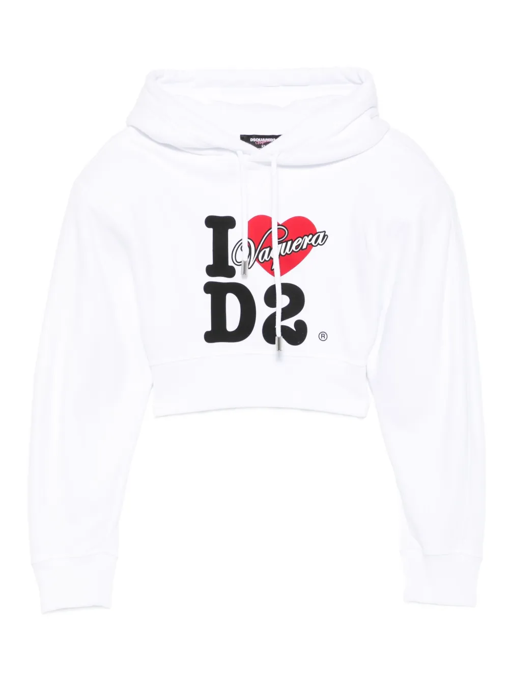 DSQUARED2 logo-print cropped hoodie | White | Image 1