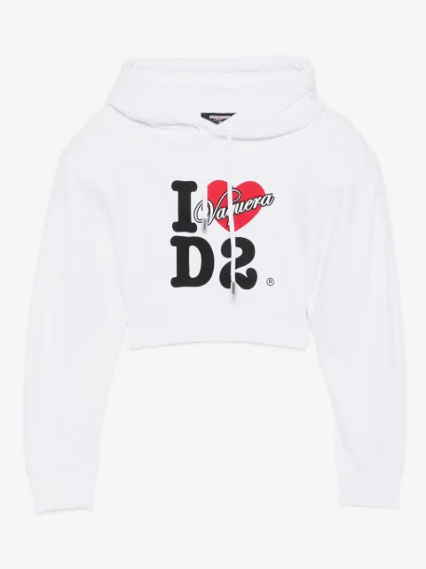 DSQUARED2 logo-print cropped hoodie