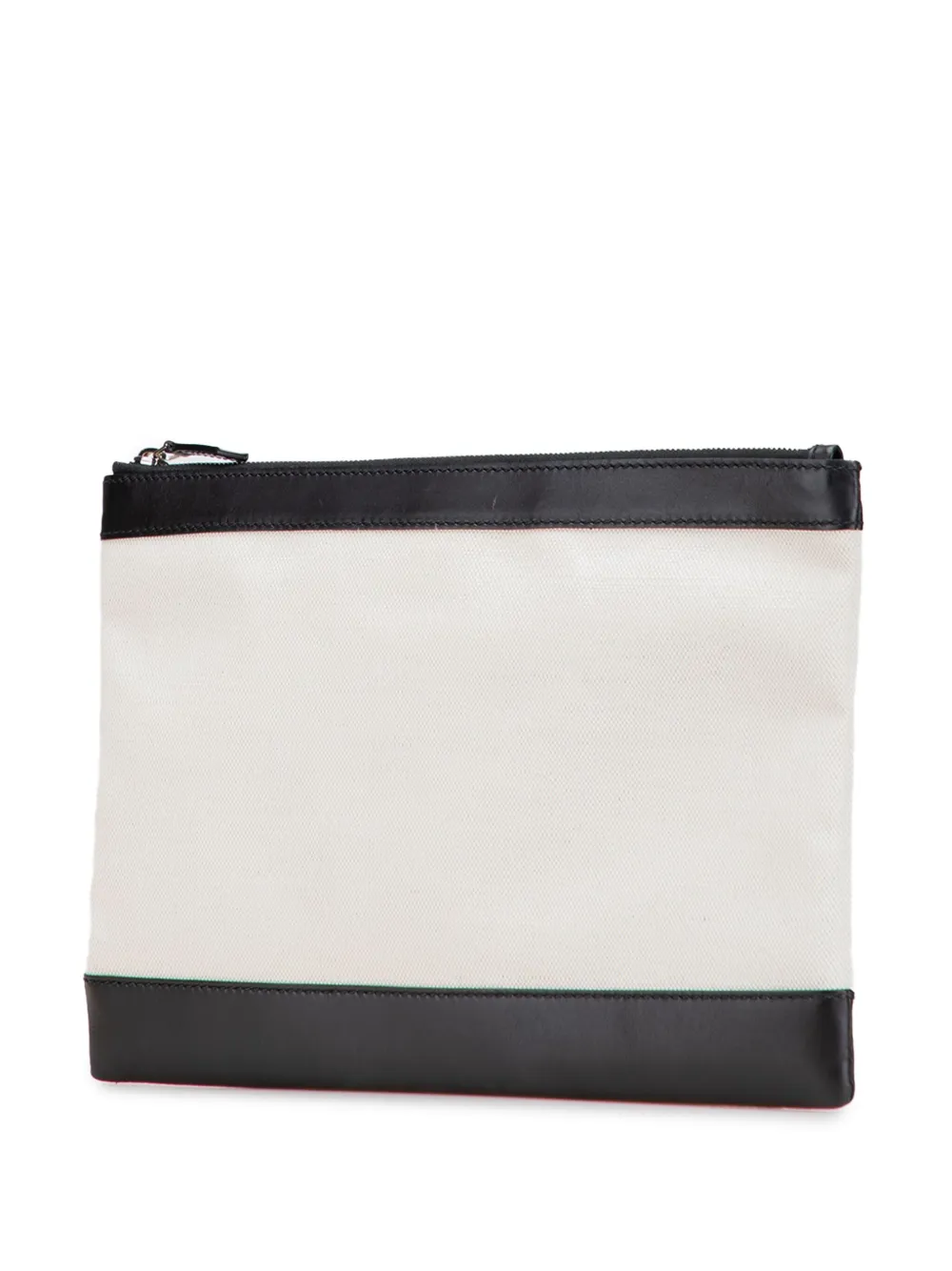 Pre-owned Balenciaga 2006-2018 M Canvas Navy Clip Clutch Bag In White