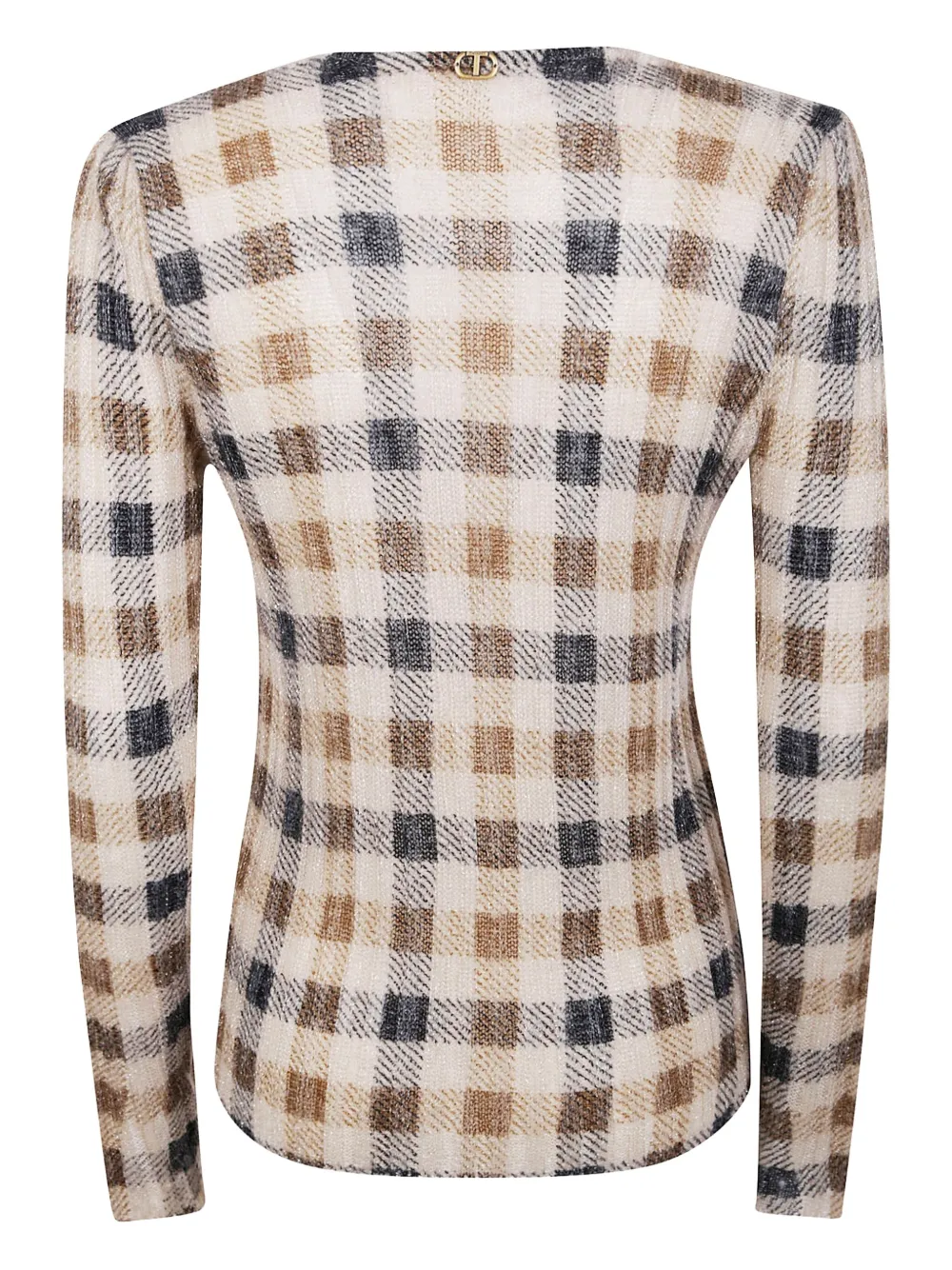 Twinset Check Print V-neck Sweater In Neutral