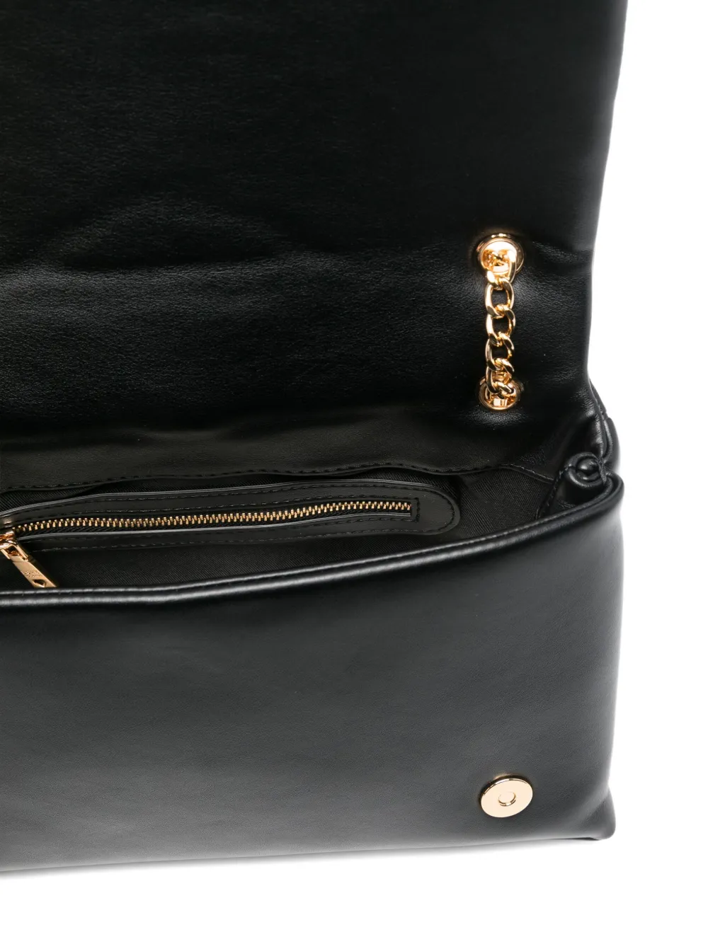 Love Moschino Quilted Logo-plaque Shoulder Bag In Black
