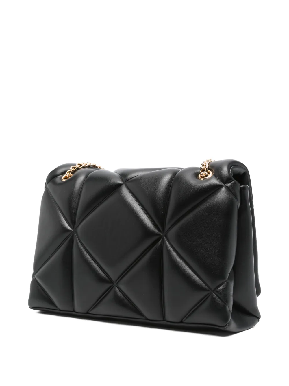 Love Moschino Quilted Logo-plaque Shoulder Bag In Black