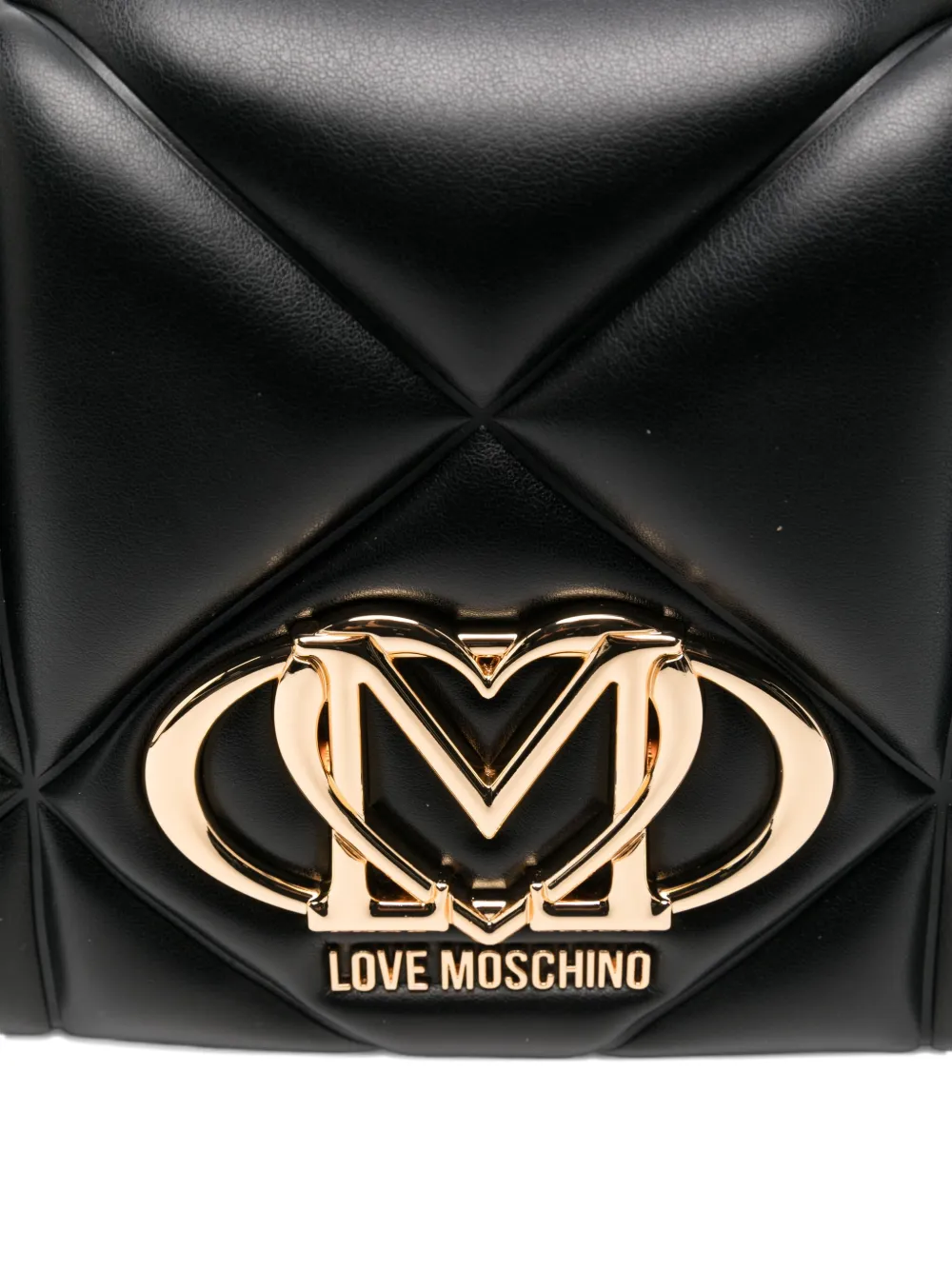 Love Moschino Quilted Logo-plaque Shoulder Bag In Black