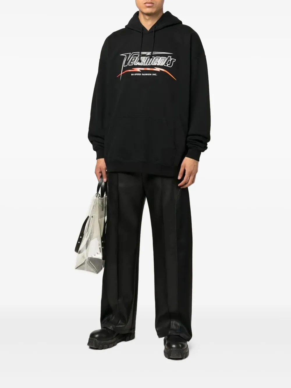 VETEMENTS logo-print hoodie Zwart