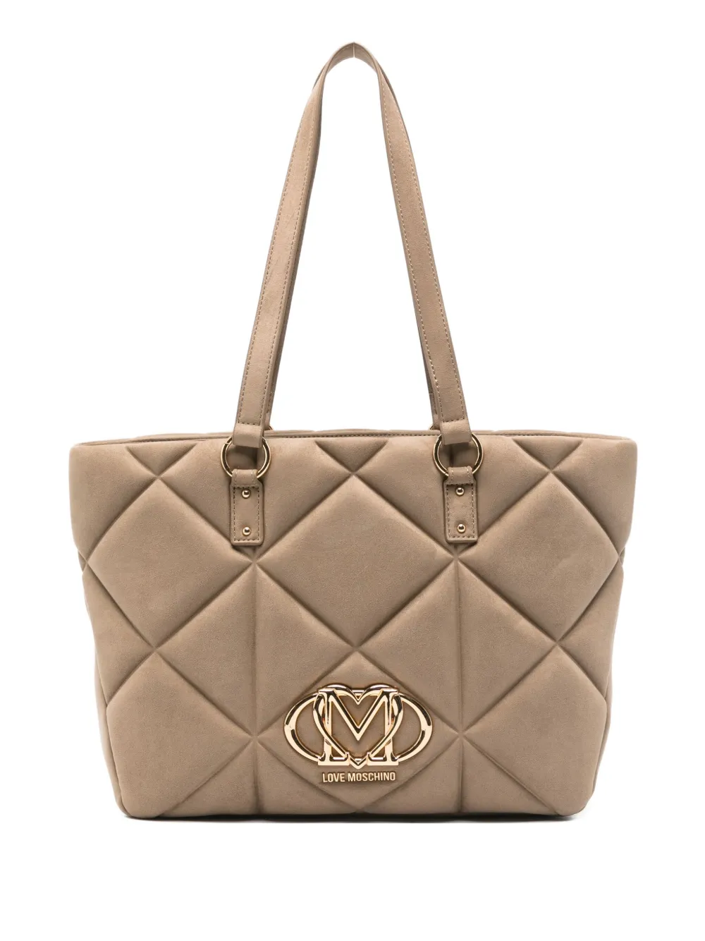 Love Moschino quilted logo tote bag Beige