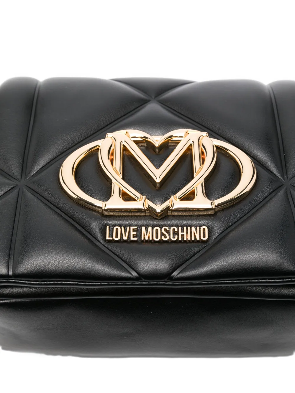 Love Moschino quilted logo-plaque cross-body bag Zwart