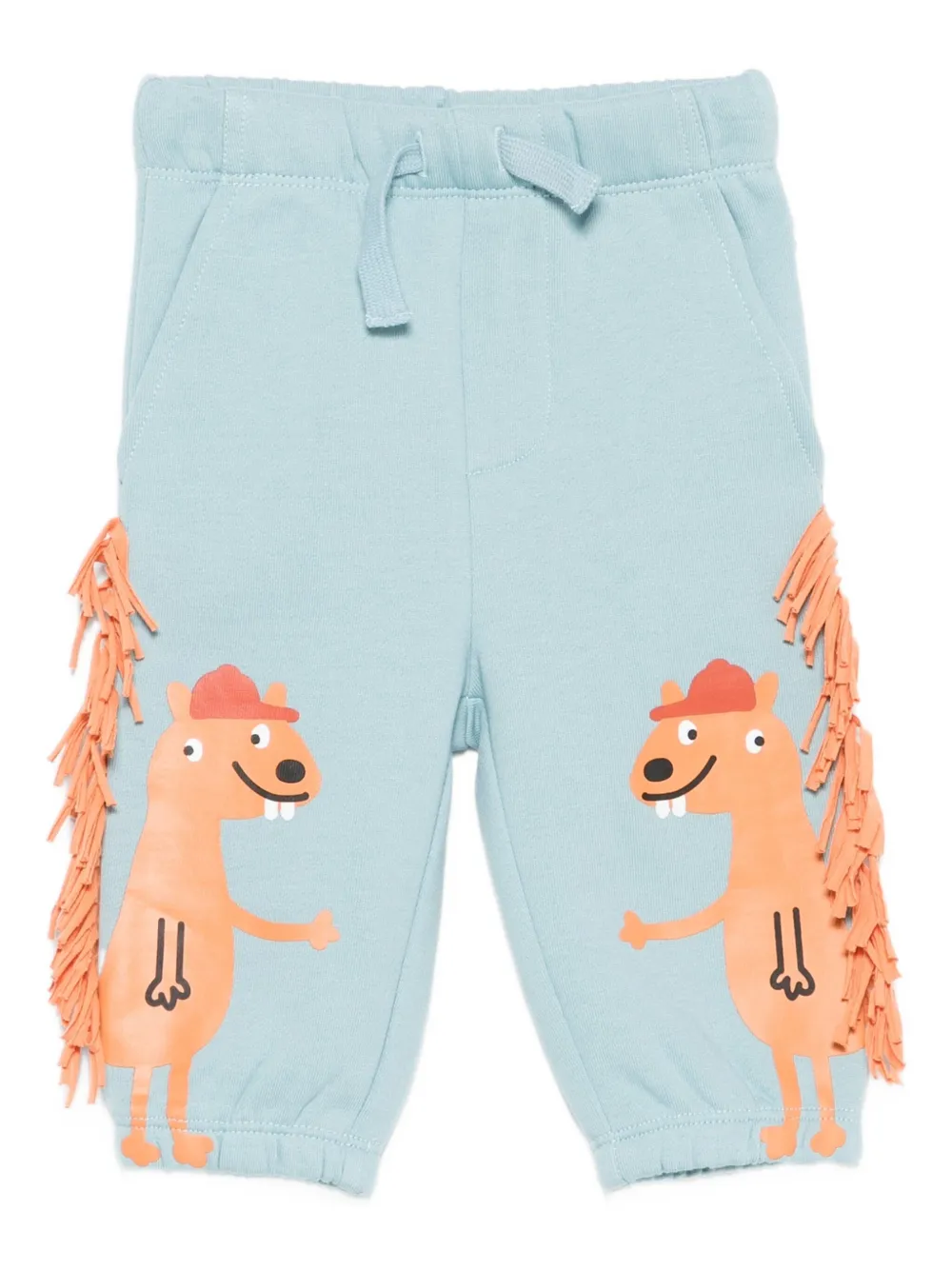 Stella McCartney Kids animal-print fringed-detail trousers Blauw