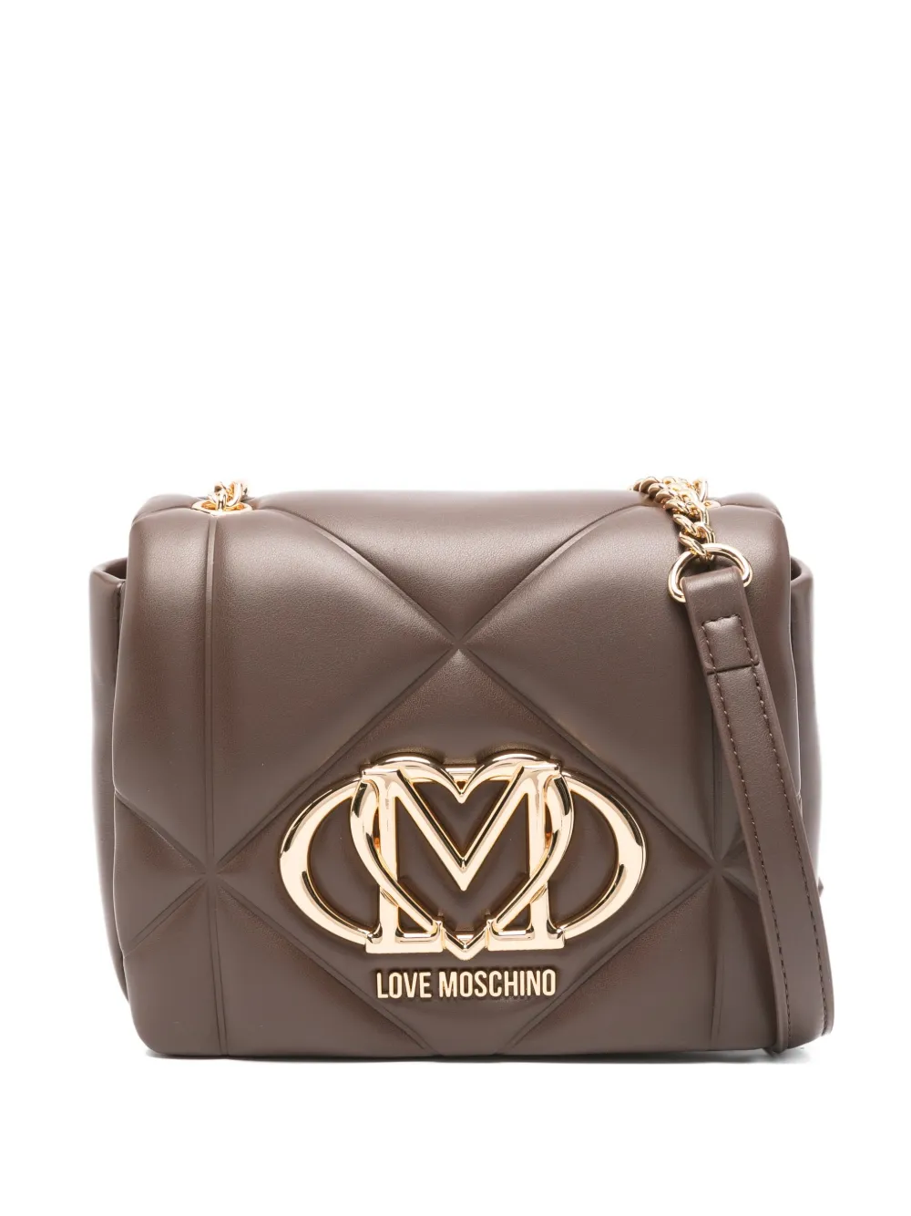 Love Moschino quilted logo-plaque cross-body bag Bruin