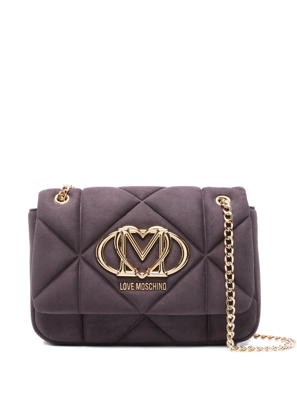 Love Moschino quilted logo-plaque shoulder bag Paars