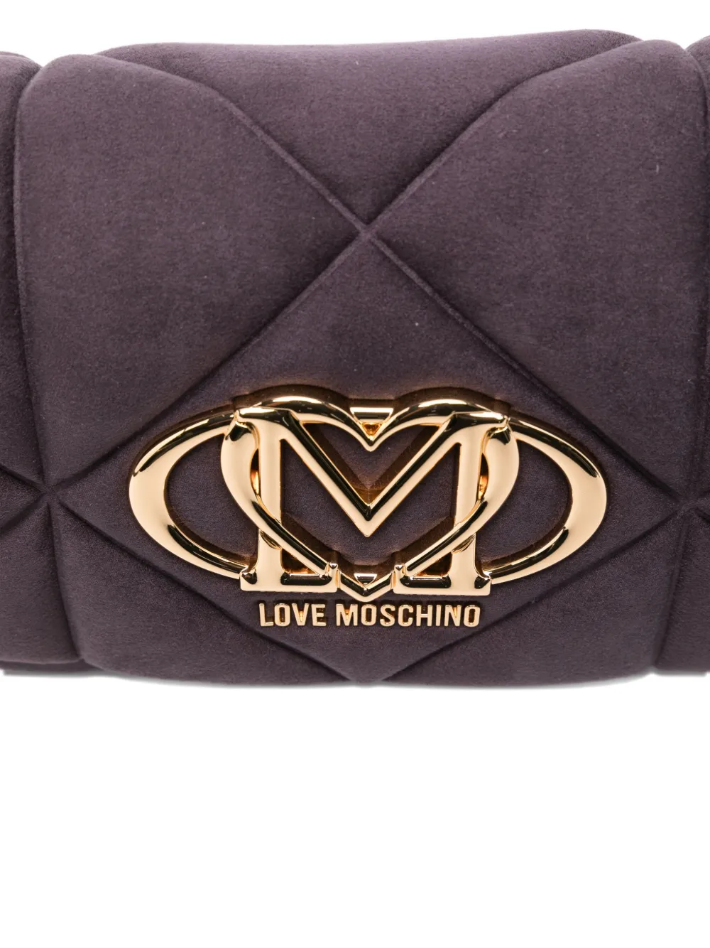 Love Moschino quilted logo-plaque shoulder bag Paars