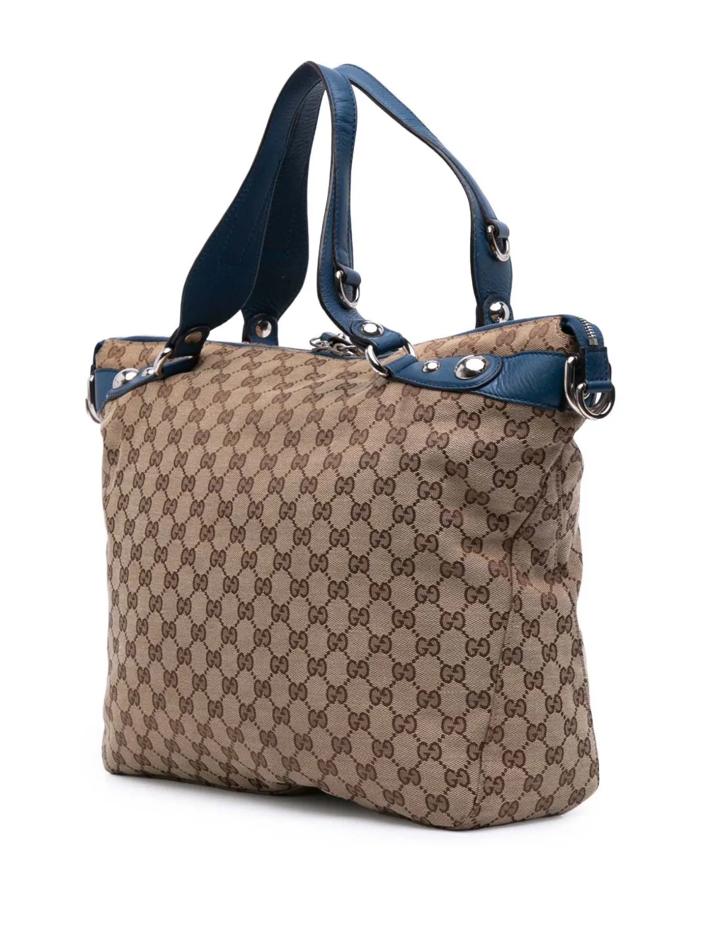 Pre-owned Gucci 2016-2025 Large Gg Canvas Icon Bit Satchel In Brown