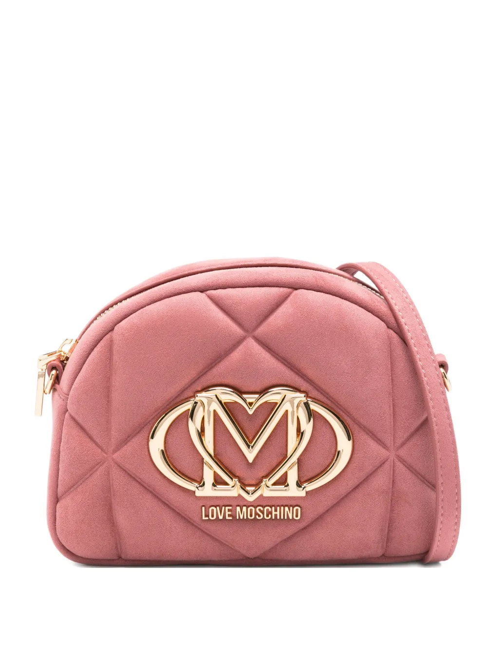 Love Moschino quilted logo-plaque cross-body bag Roze