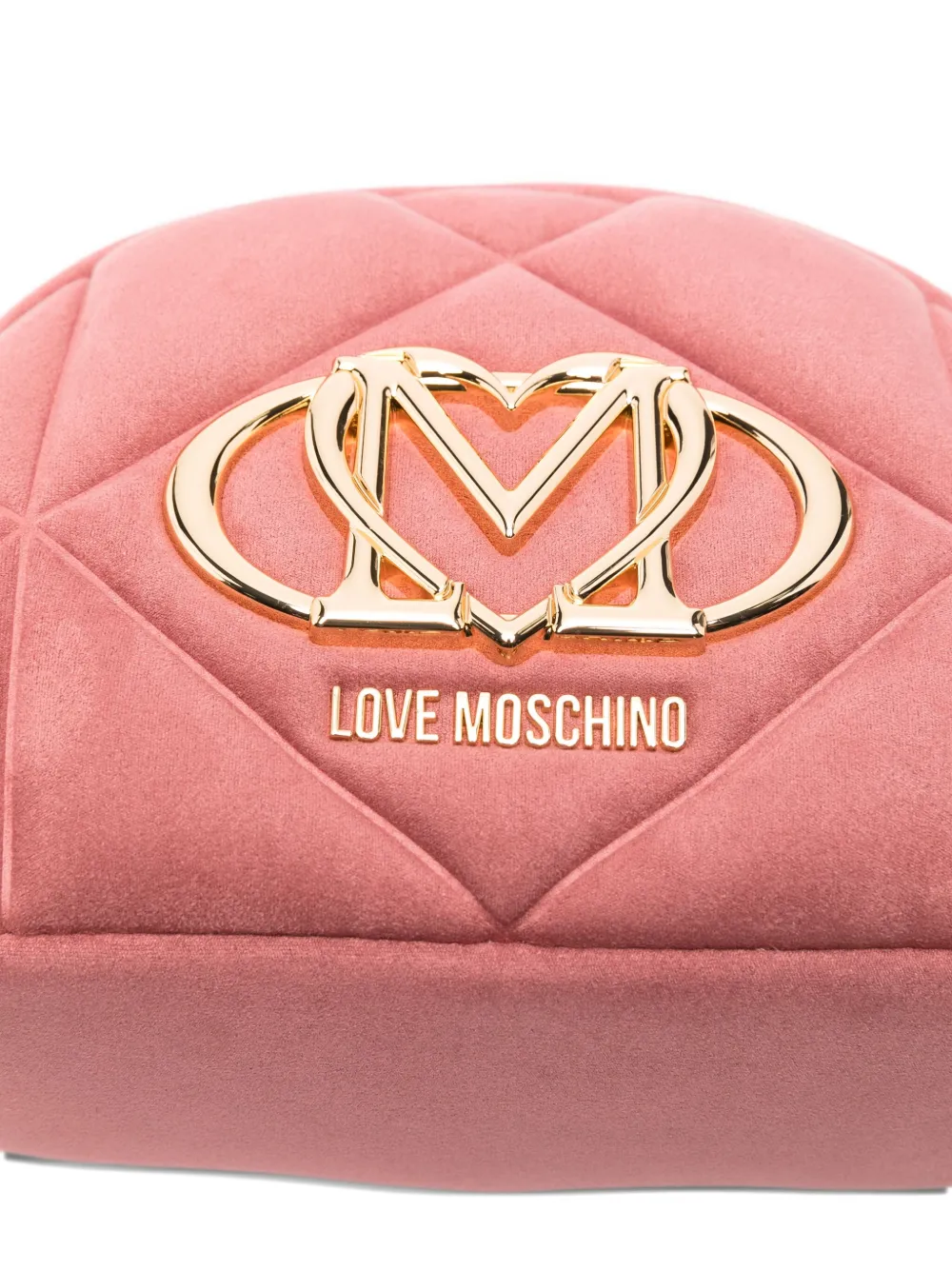 Love Moschino quilted logo-plaque cross-body bag Roze