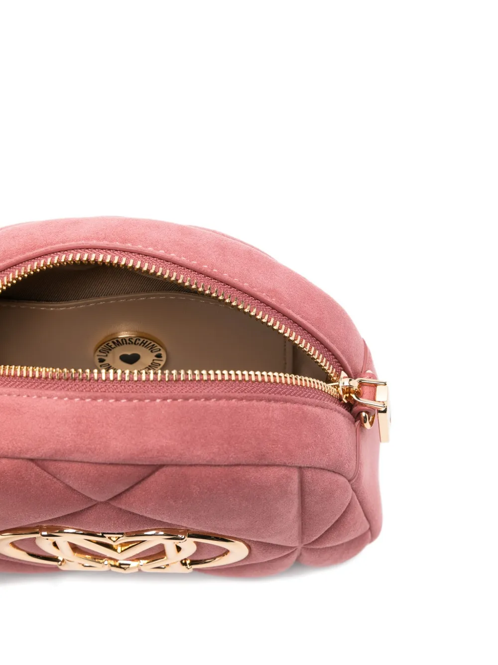 Love Moschino quilted logo-plaque cross-body bag Roze
