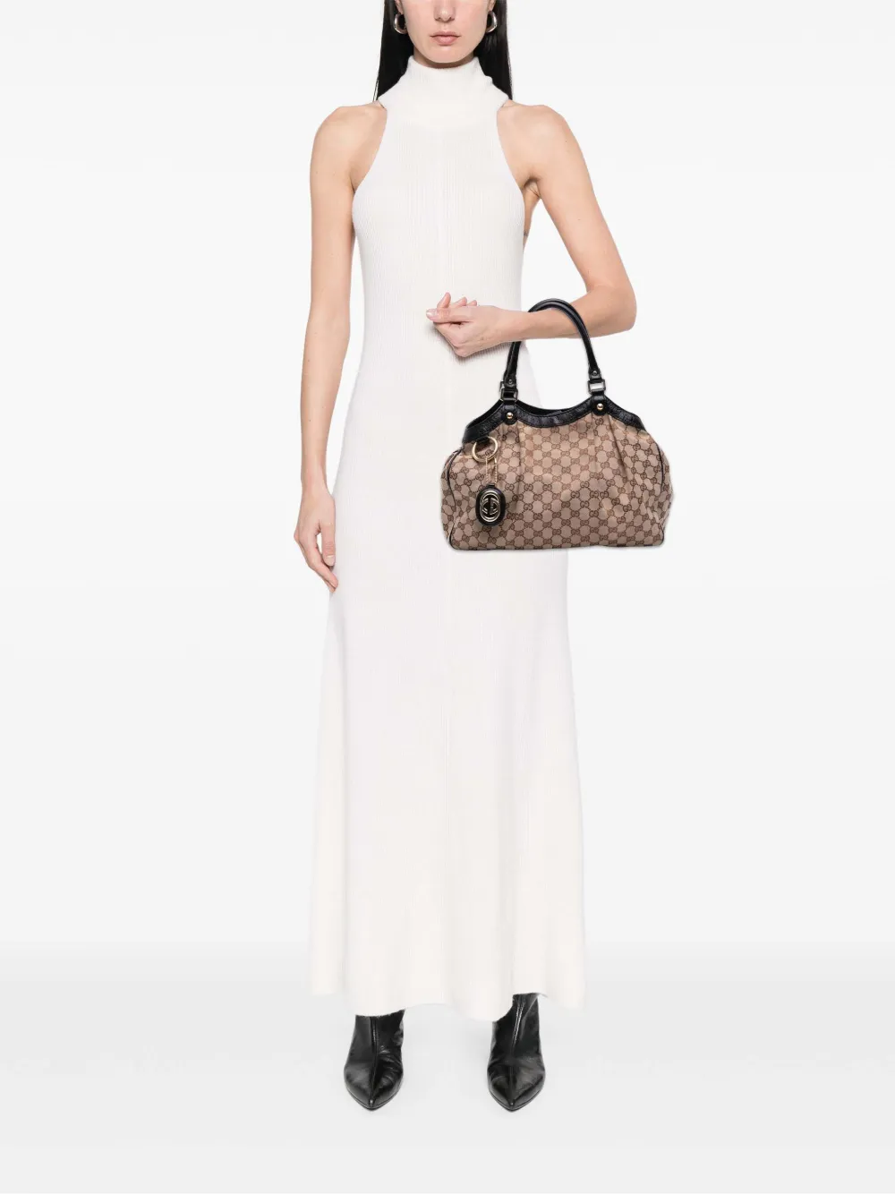 Pre-owned Gucci 2016-2025 Medium Gg Canvas Sukey Tote Bag In Brown
