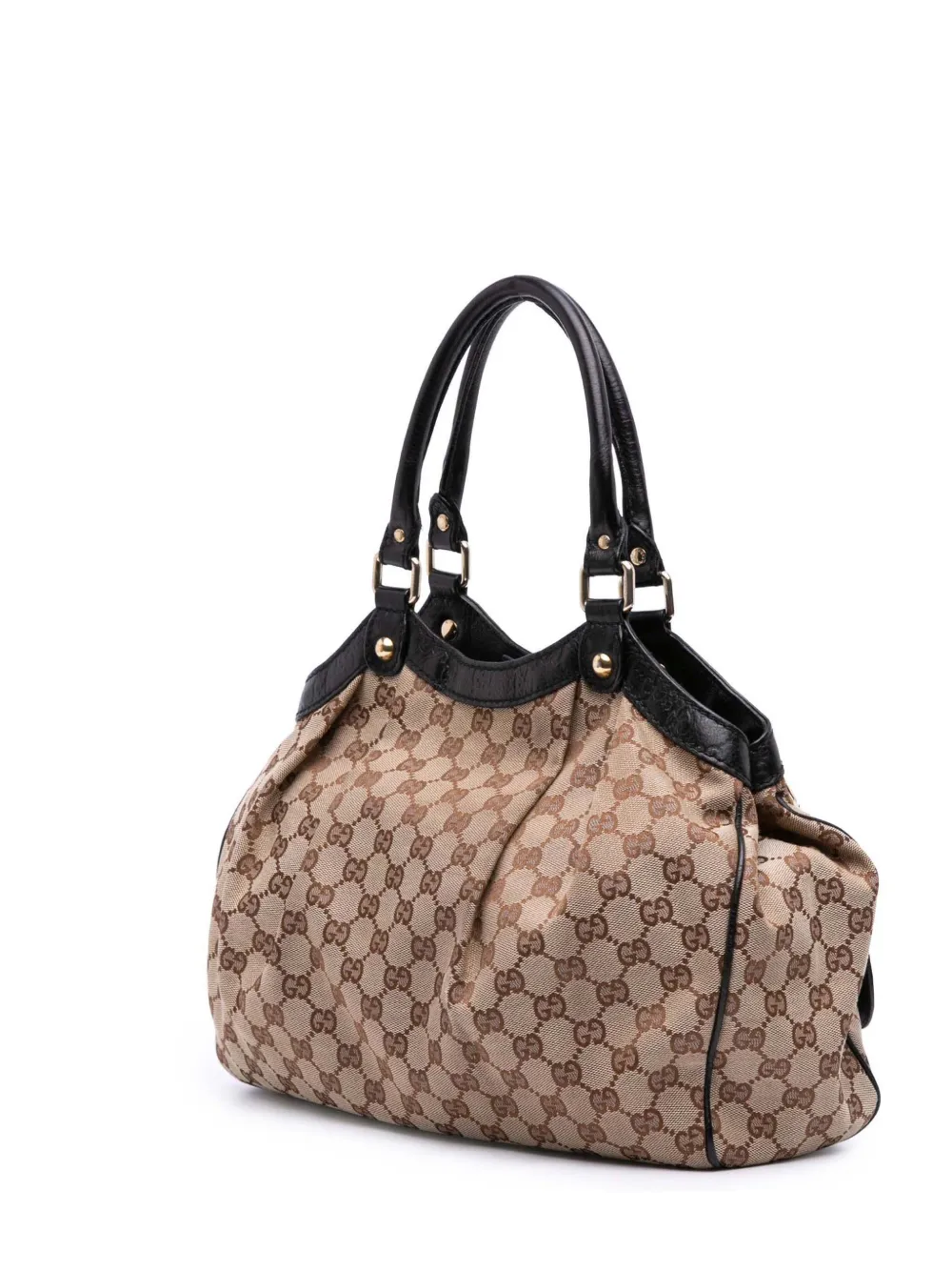 Pre-owned Gucci 2016-2025 Medium Gg Canvas Sukey Tote Bag In Brown