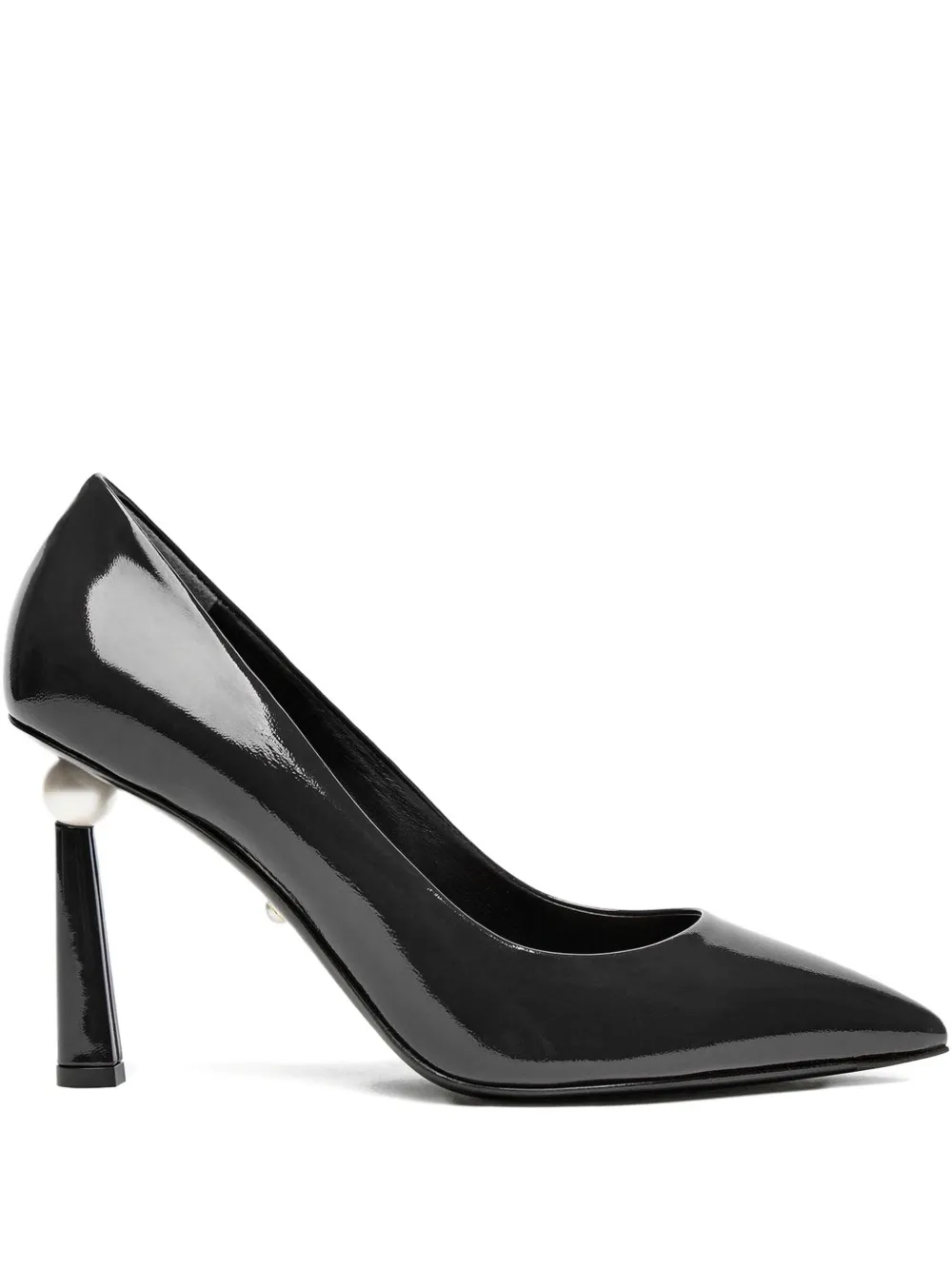 Alevì 95mm patent leather pearl-embellished pumps Black