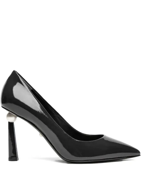 Alevì 95mm patent leather pearl-embellished pumps