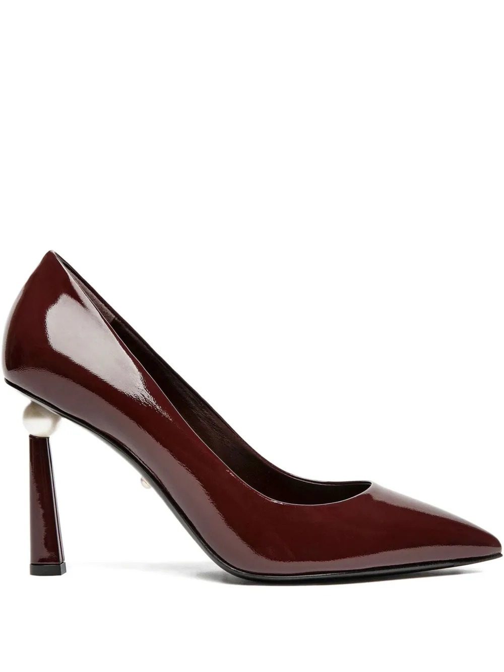 Alevì 95mm pearl-embellished patent leather pumps Red