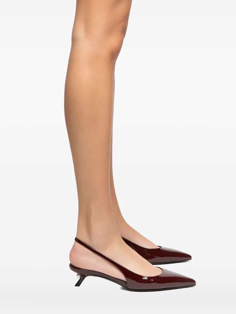 Alevì pearl-embellished slingback pumps Red