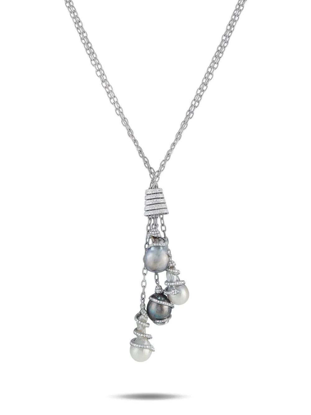 YVEL 18K white gold Baroque pearl and diamond necklace | Silver | Image 1
