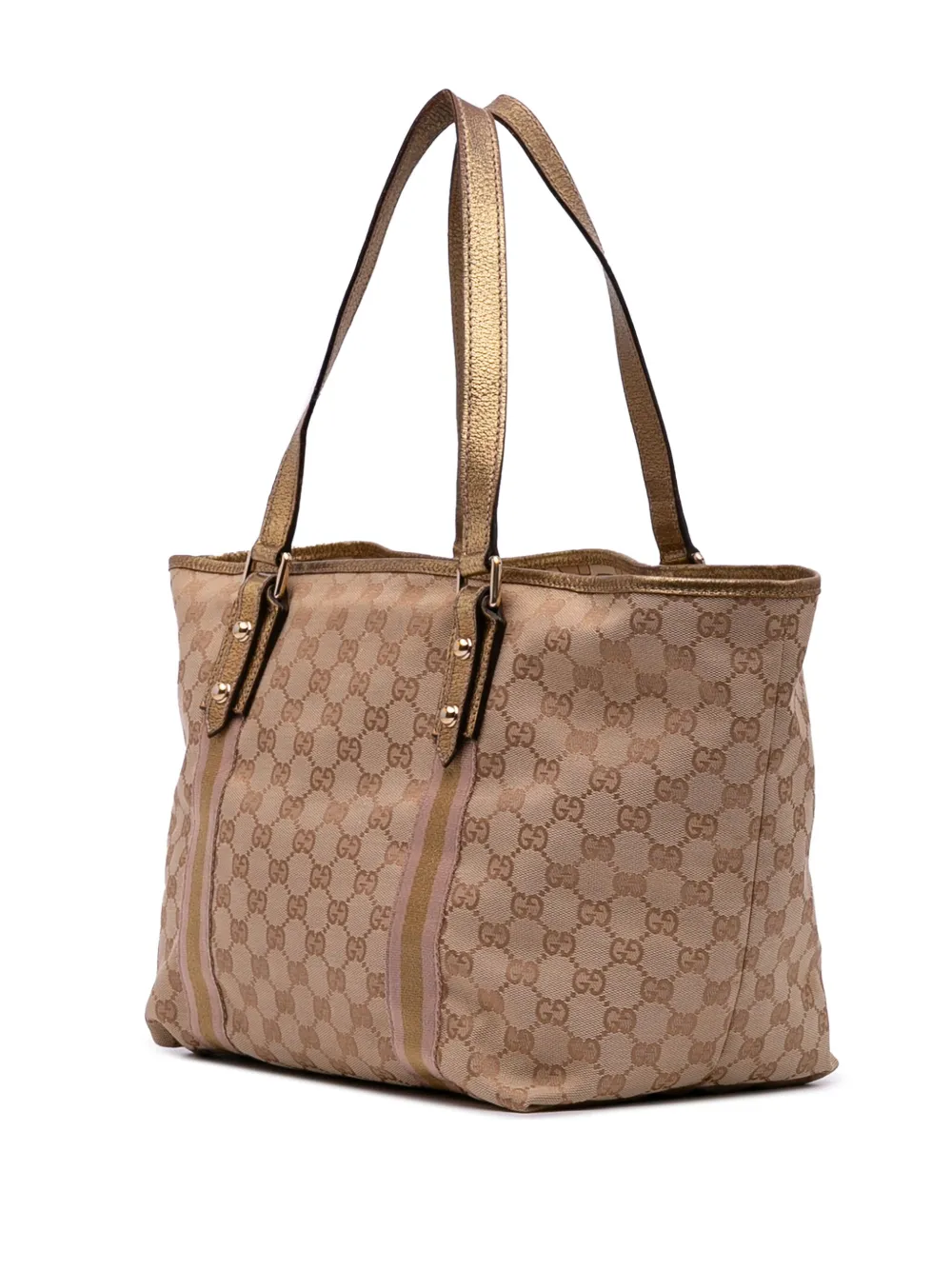 Pre-owned Gucci 2016-2025 Gg Canvas Jolicoeur Tote Bag In Brown